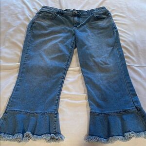 INC International Concepts Blue Capri Fringe Hemmed Jeans *see descrip for size*